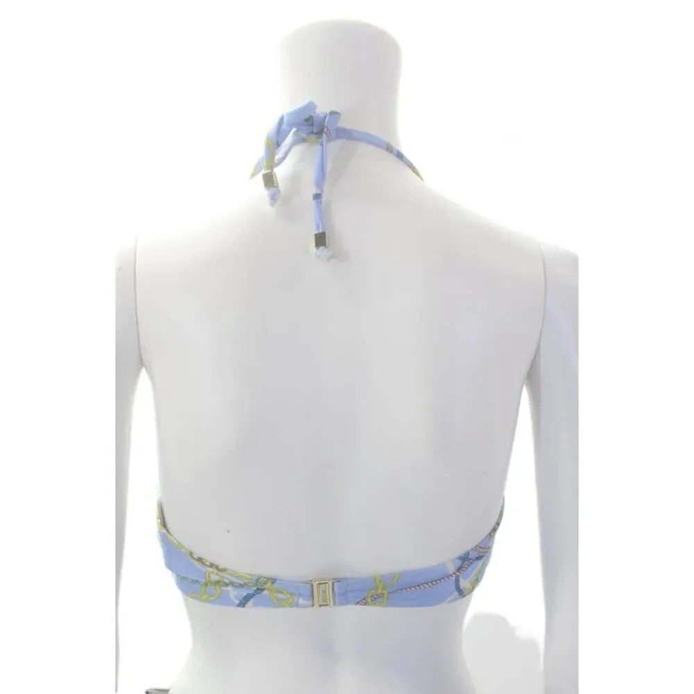 Suboo Womens Chain Print Adjustable Halter Bikini Top Blue Size XXS